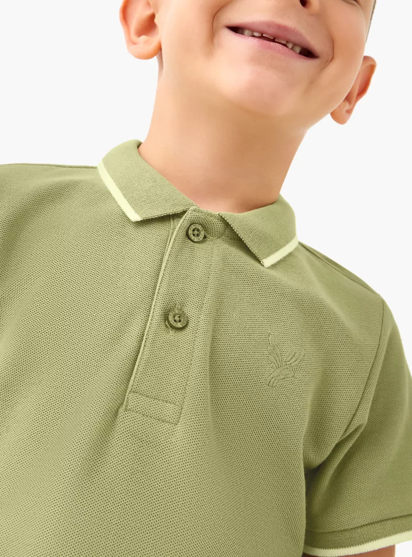 Juniors Embroidered Polo T-shirt with Short Sleeves-4