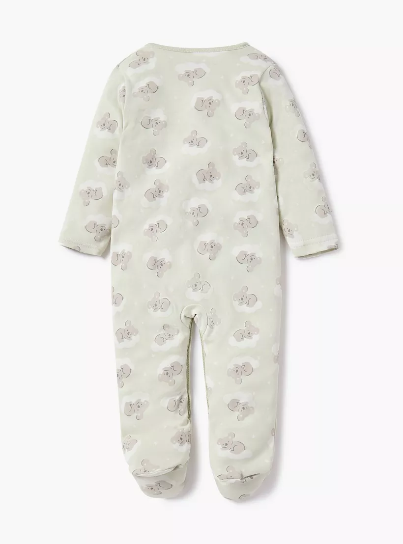 Juniors Koala Print Sleepsuit with Button Closure-2