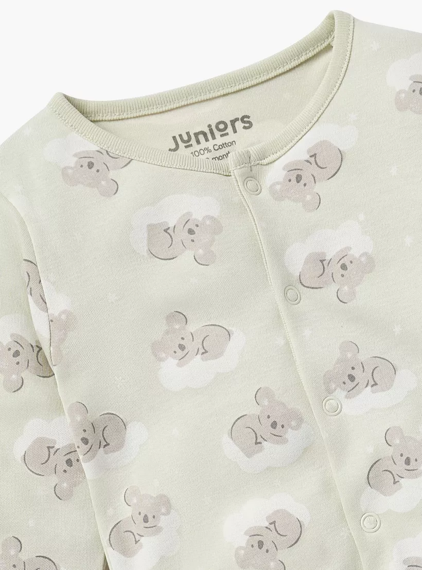 Juniors Koala Print Sleepsuit with Button Closure-3