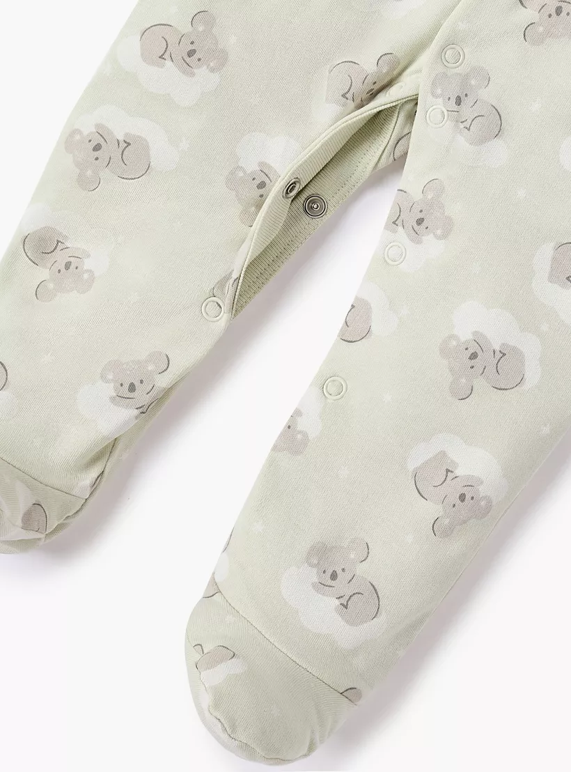 Juniors Koala Print Sleepsuit with Button Closure-4