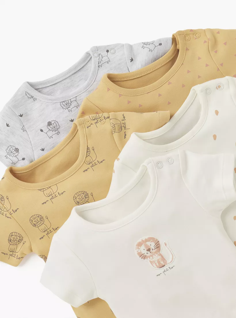 Juniors Printed Bodysuit with Short Sleeves - Set of 5-3