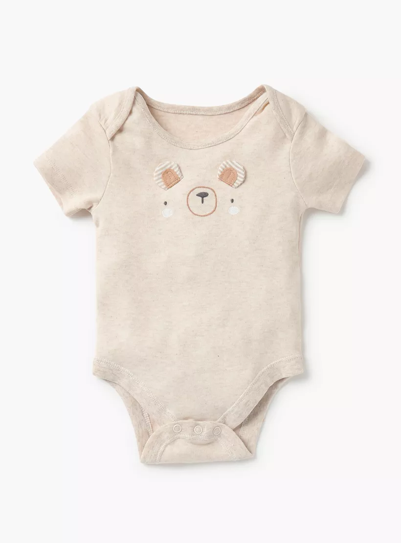Juniors Printed Bodysuit with Short Sleeves and Button Closure - Set of 3-2