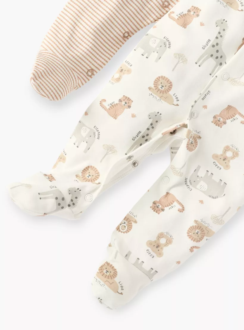 Juniors Printed Closed Feet Sleepsuit with Long Sleeves - Set of 2-3