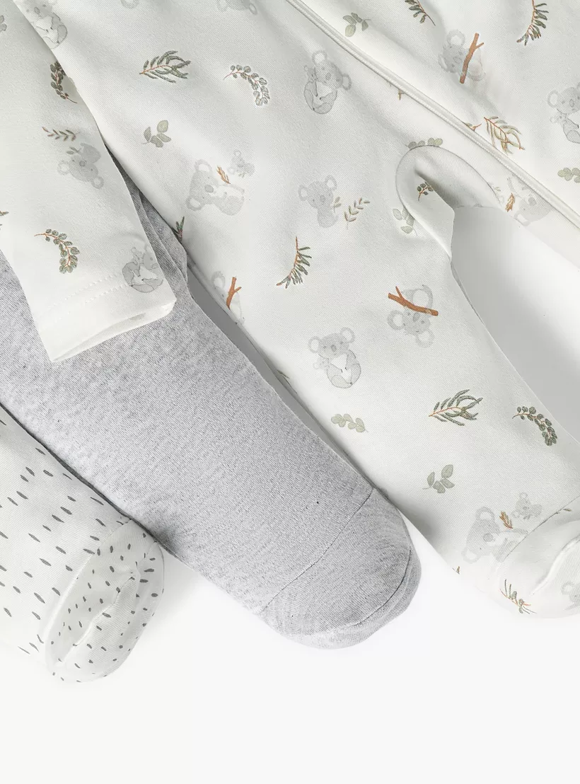Juniors Printed Closed Feet Sleepsuit with Long Sleeves - Set of 5-4
