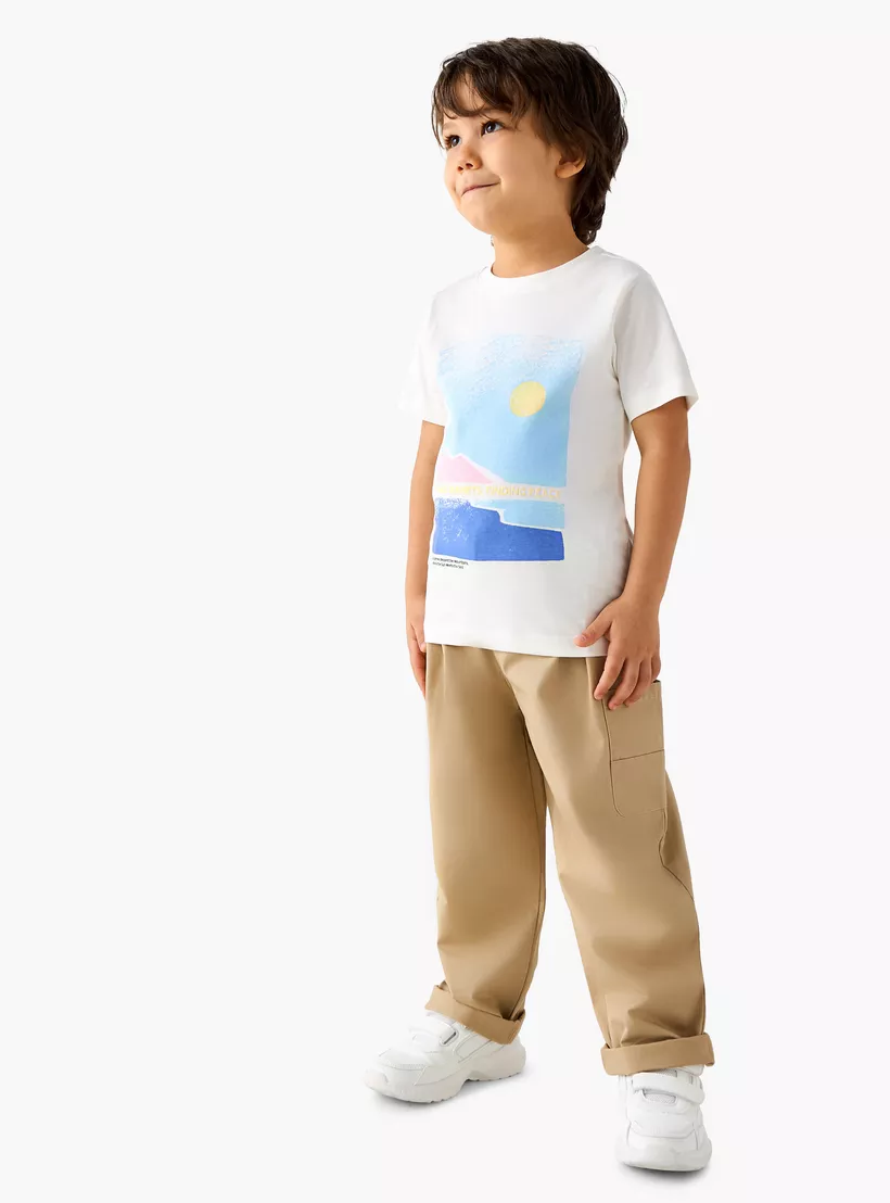 Juniors Printed Crew Neck T-shirt with Short Sleeves - Set of 2-2