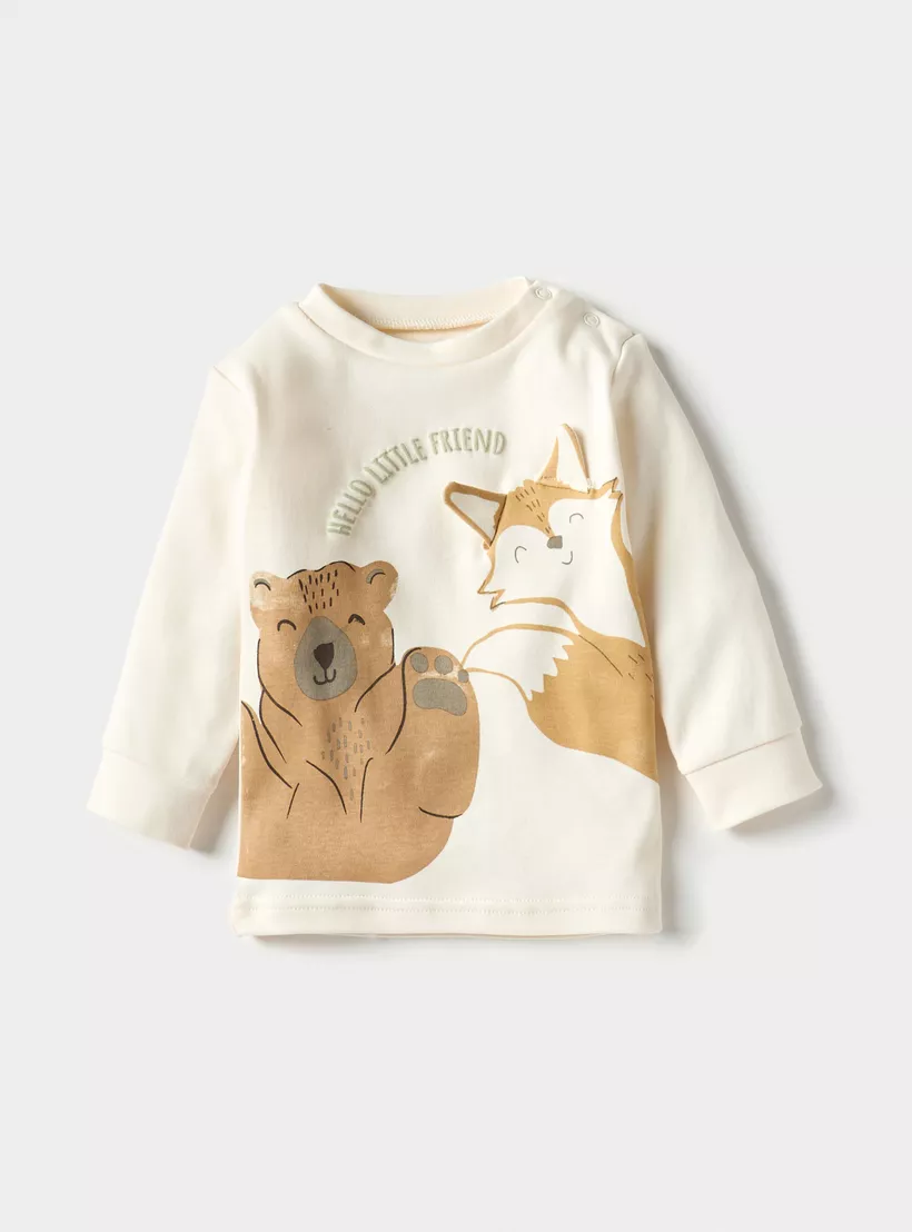Juniors Printed Long Sleeve T-shirt and Elasticated Pyjama Set-2