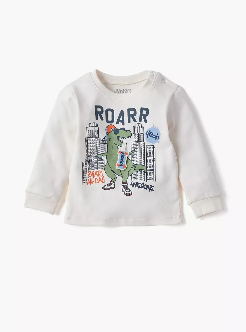 Juniors Printed Long Sleeves T-shirt and Pyjama Set-2