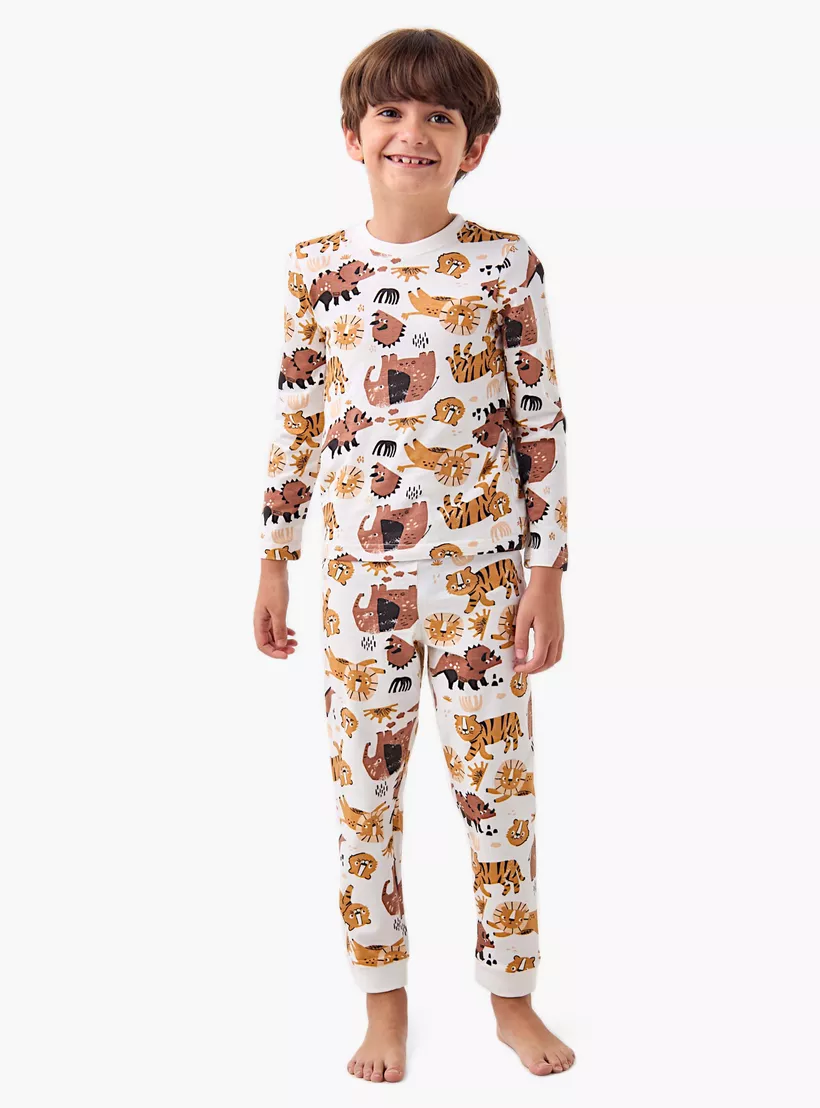 Juniors Printed Long Sleeves T-shirt and Pyjamas - Set of 3-3