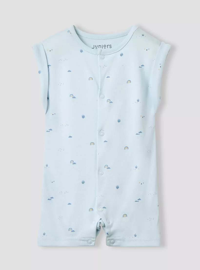 Juniors Printed Romper with Button Closure - Set of 2-2