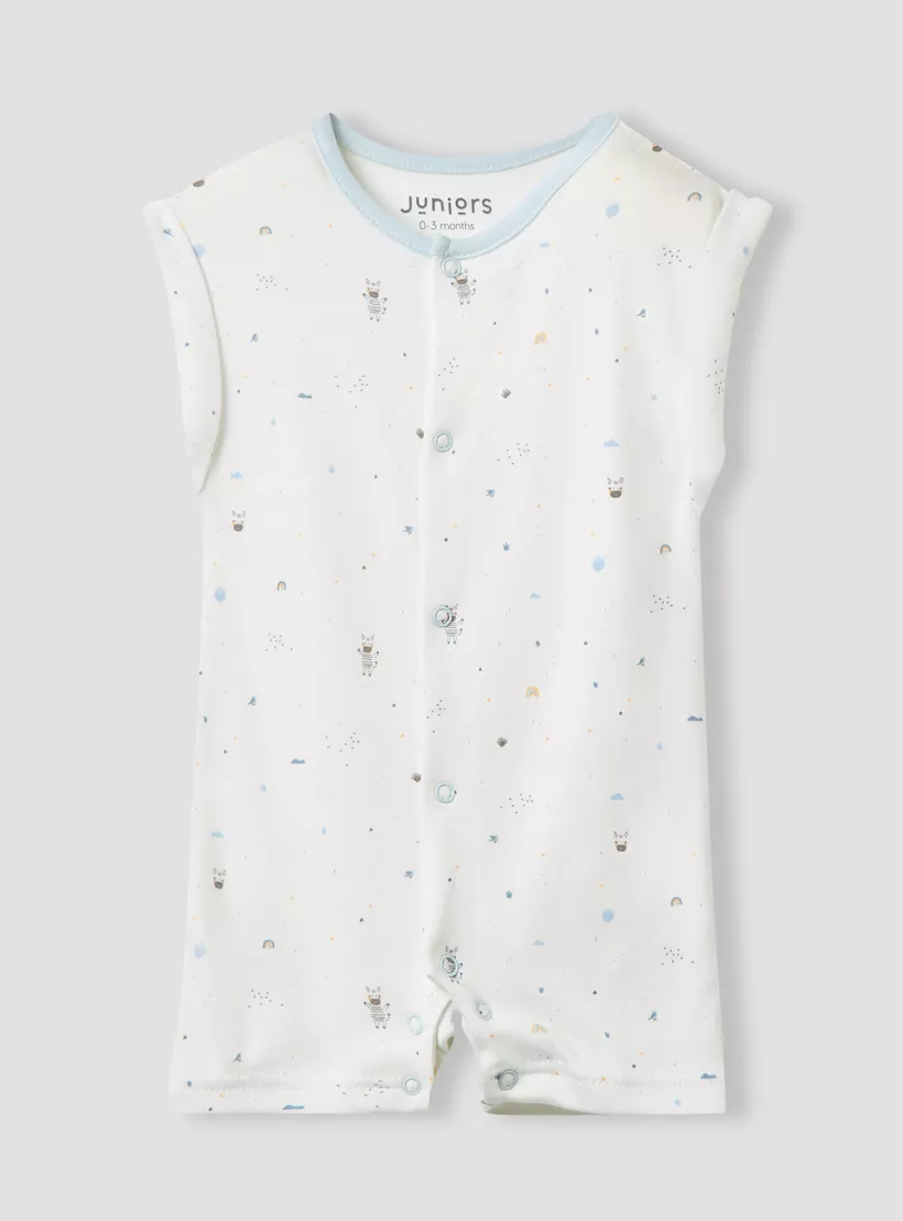 Juniors Printed Romper with Button Closure - Set of 2-3