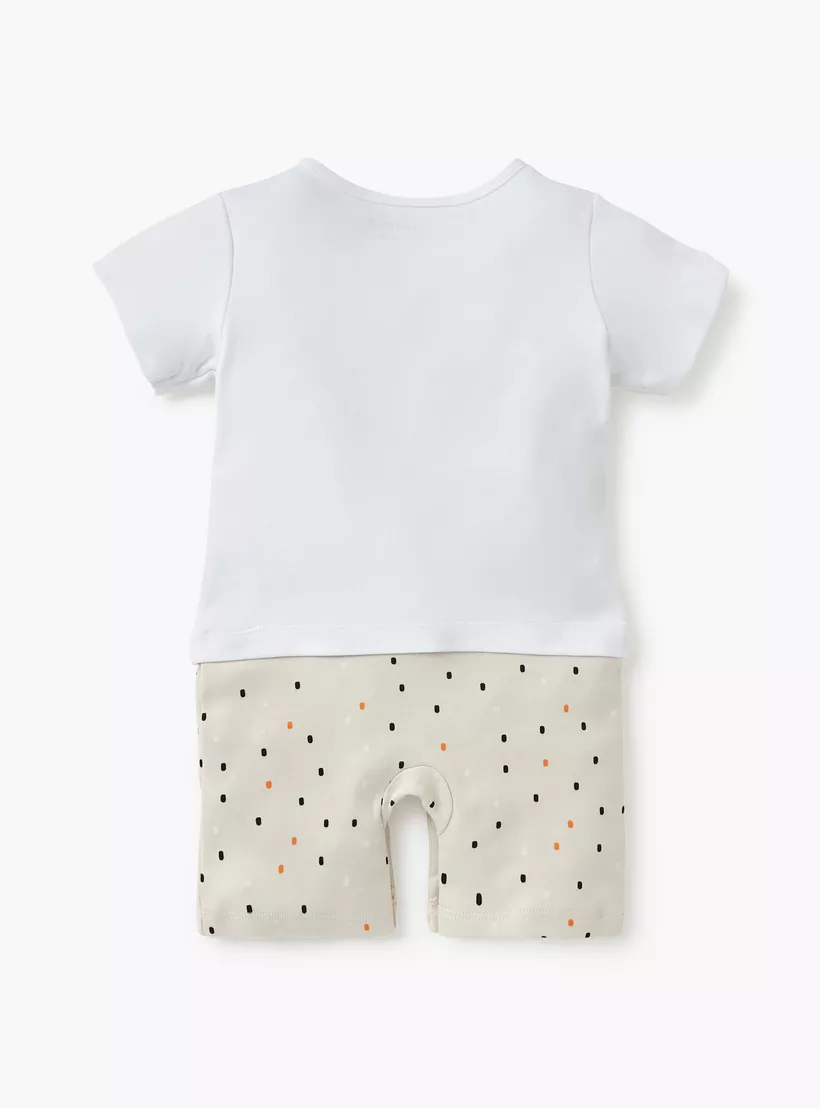 Juniors Printed Romper with Short Sleeves-2