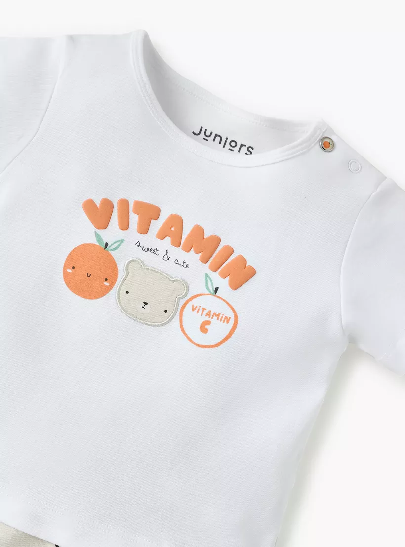 Juniors Printed Romper with Short Sleeves-3