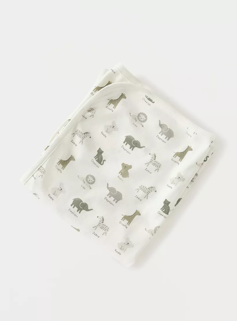 Juniors Printed Sleepsuit with Bib and Receiving Blanket-3