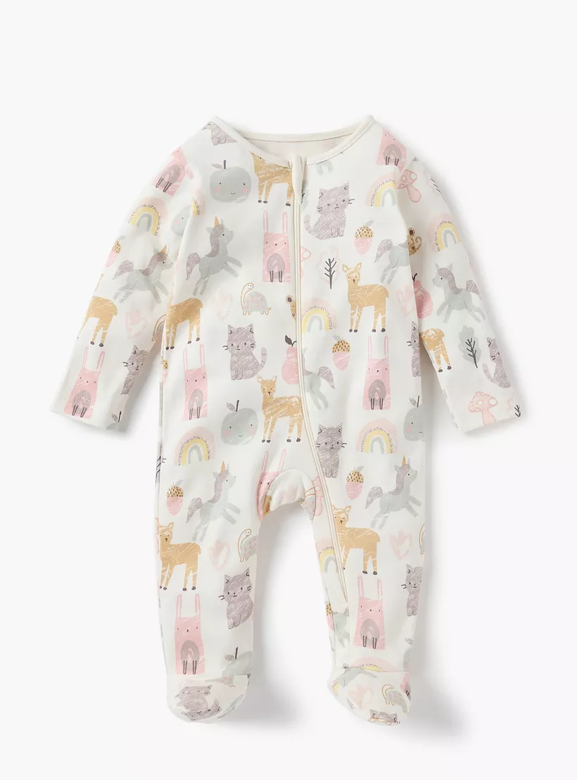 Juniors Printed Sleepsuit with Round Neck and Zip Closure - Set of 3-2