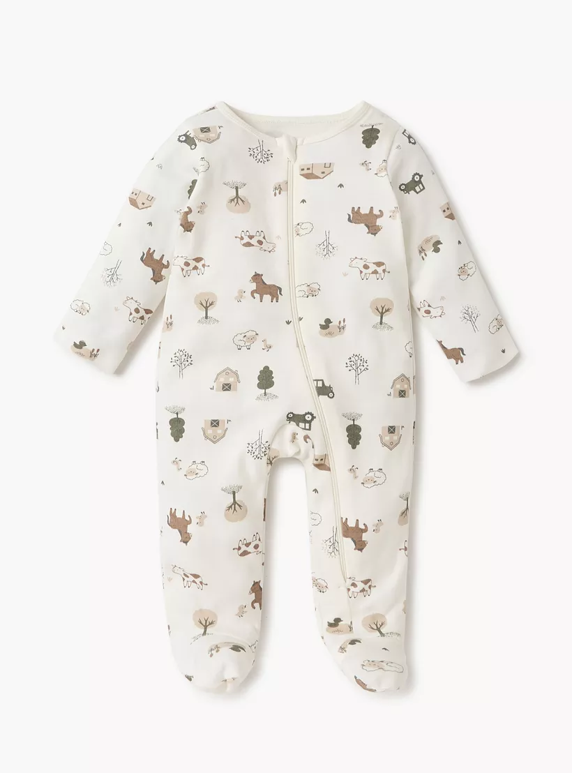 Juniors Printed Sleepsuit with Round Neck and Zip Closure - Set of 3-2