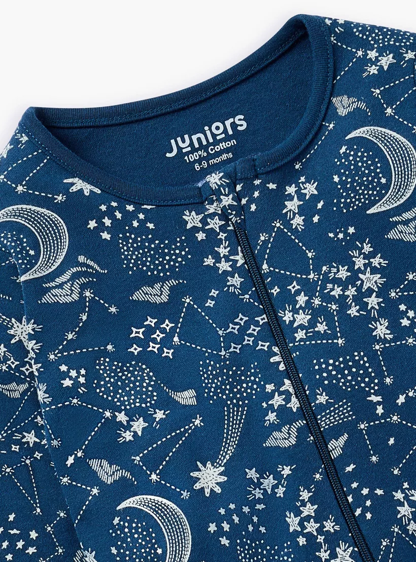 Juniors Printed Sleepsuit with Zip Closure-3