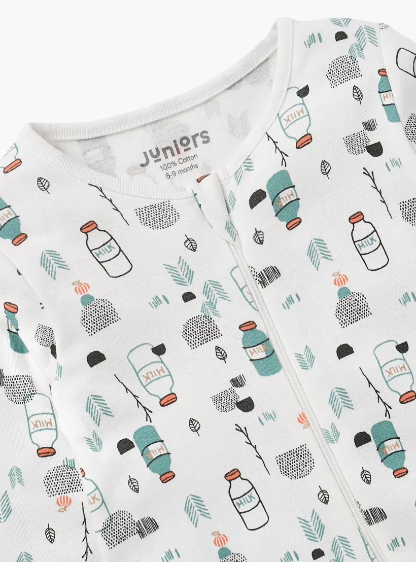 Juniors Printed Sleepsuit with Zip Closure-3