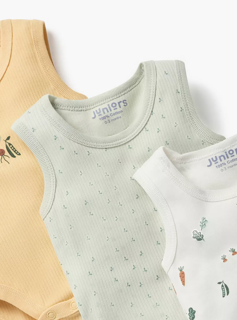 Juniors Printed Sleeveless Bodysuit - Set of 3-2