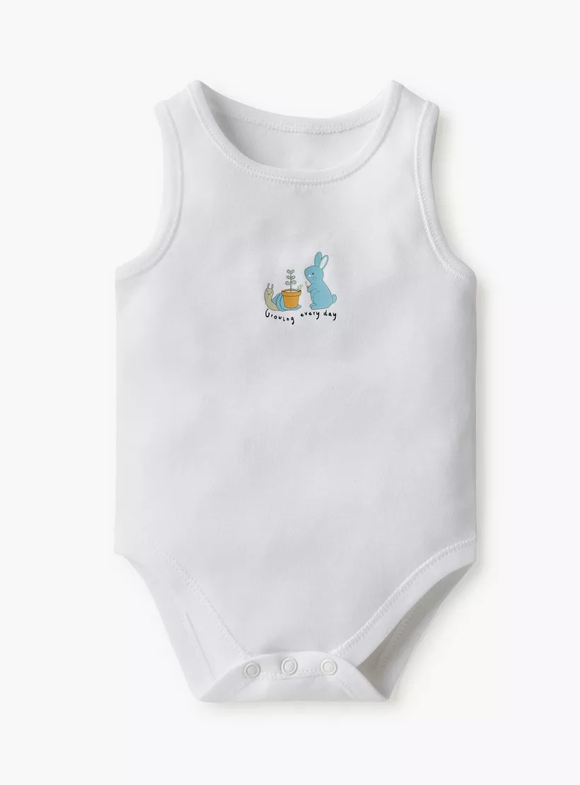 Juniors Printed Sleeveless Bodysuit with Button Closure - Set of 7-2