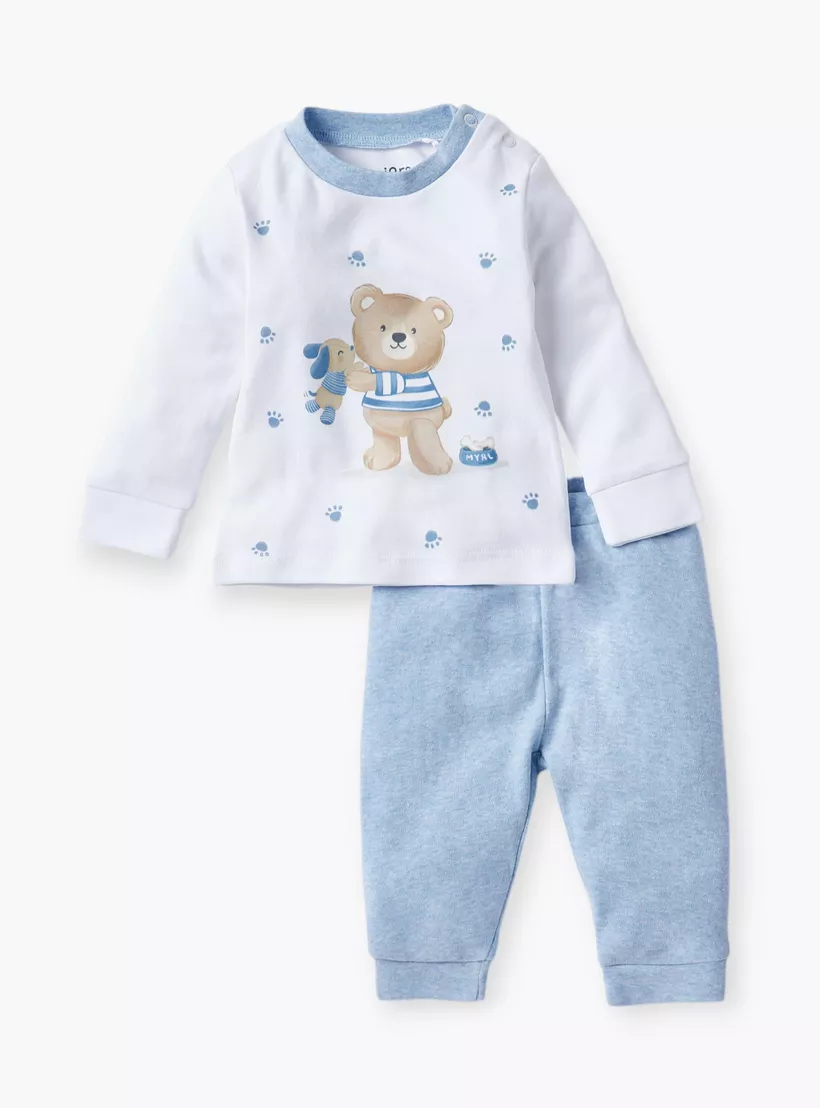 Juniors Printed T-shirt with Pyjama - Set of 2-2