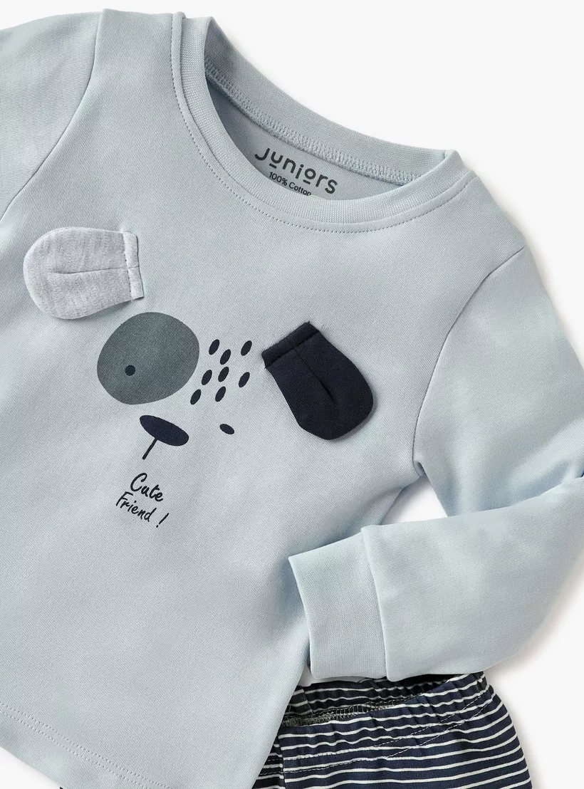 Juniors Printed Top and Pyjama Set-4
