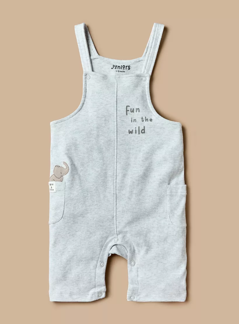 Juniors Safari Print Short Sleeves T-shirt and Dungaree Set-2