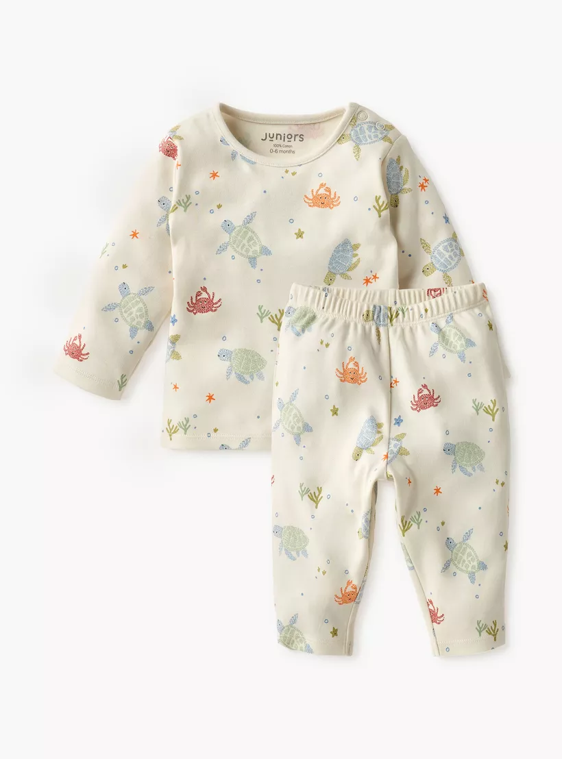 Juniors Sea Animal Print T-shirt and Pyjama Set-1