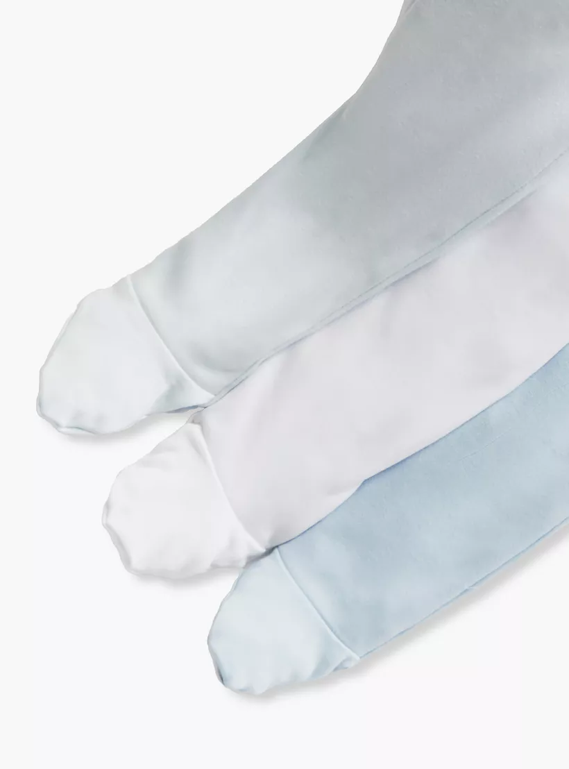 Juniors Solid Closed Feet Sleepsuit with Zip Closure - Set of 3-3