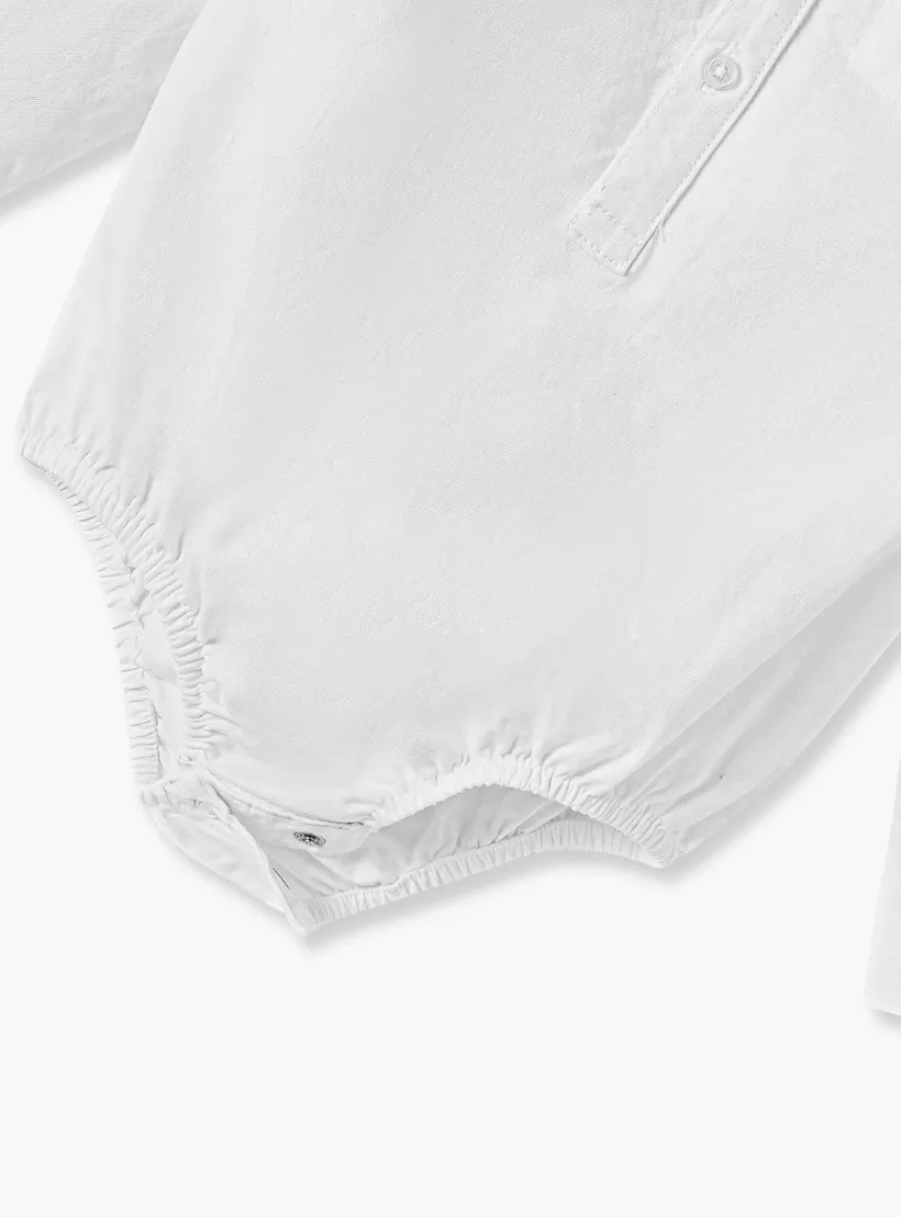 Juniors Solid Collared Bodysuit with Long Sleeves and Pocket-4