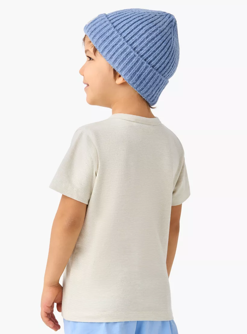 Juniors Solid Henley Neck T-shirt with Short Sleeves and Pocket crem-3