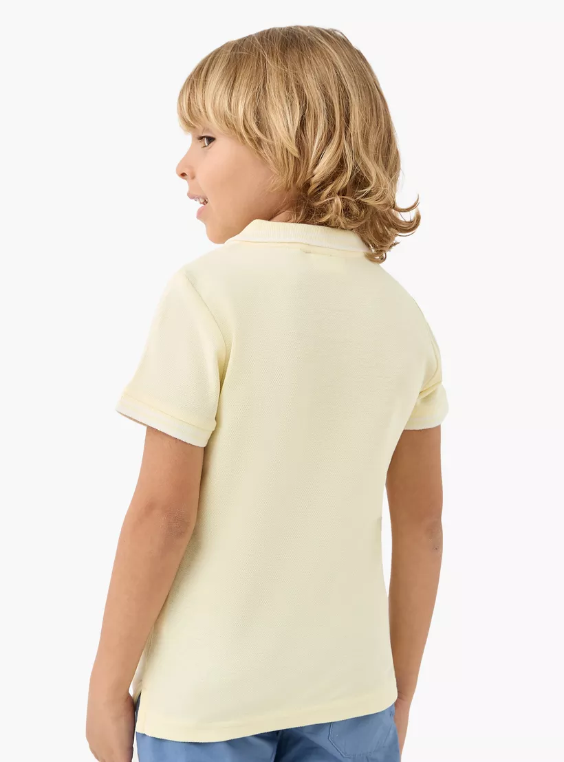 Juniors Solid Polo T-shirt with Short Sleeves-3