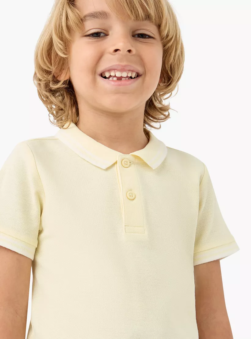 Juniors Solid Polo T-shirt with Short Sleeves-4
