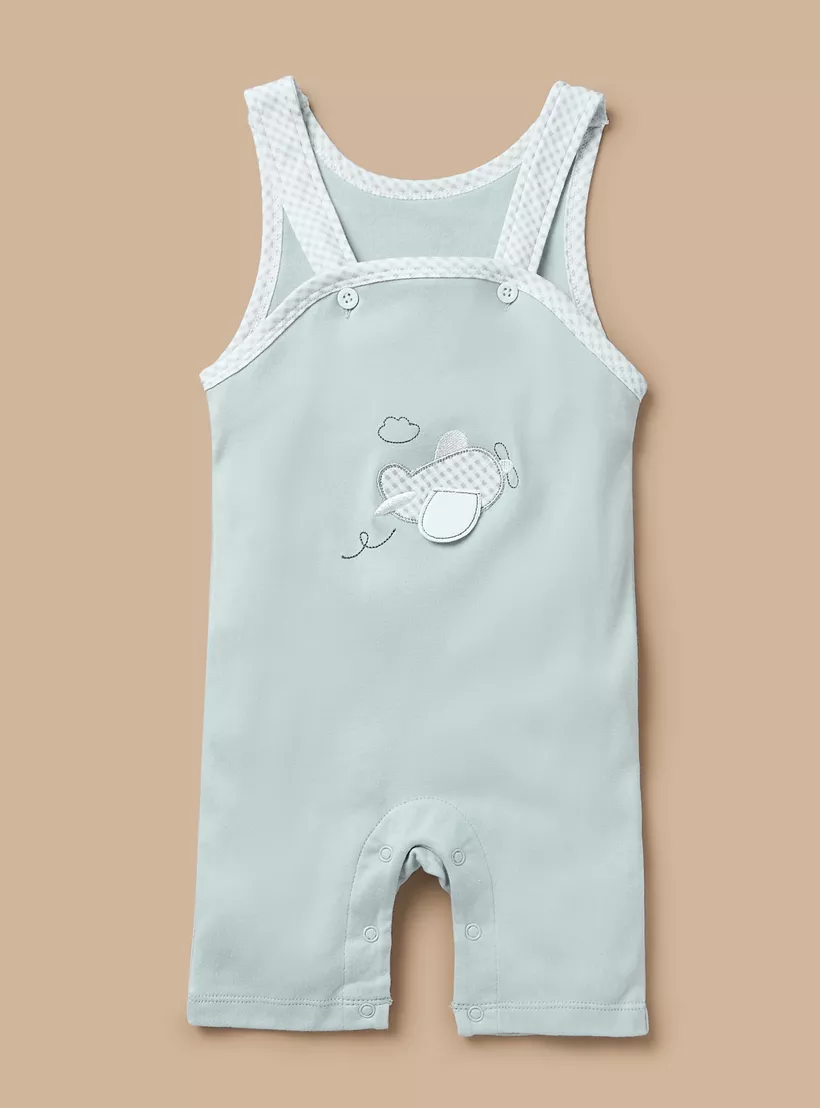 Juniors Solid T-shirt and Dungaree Set-2
