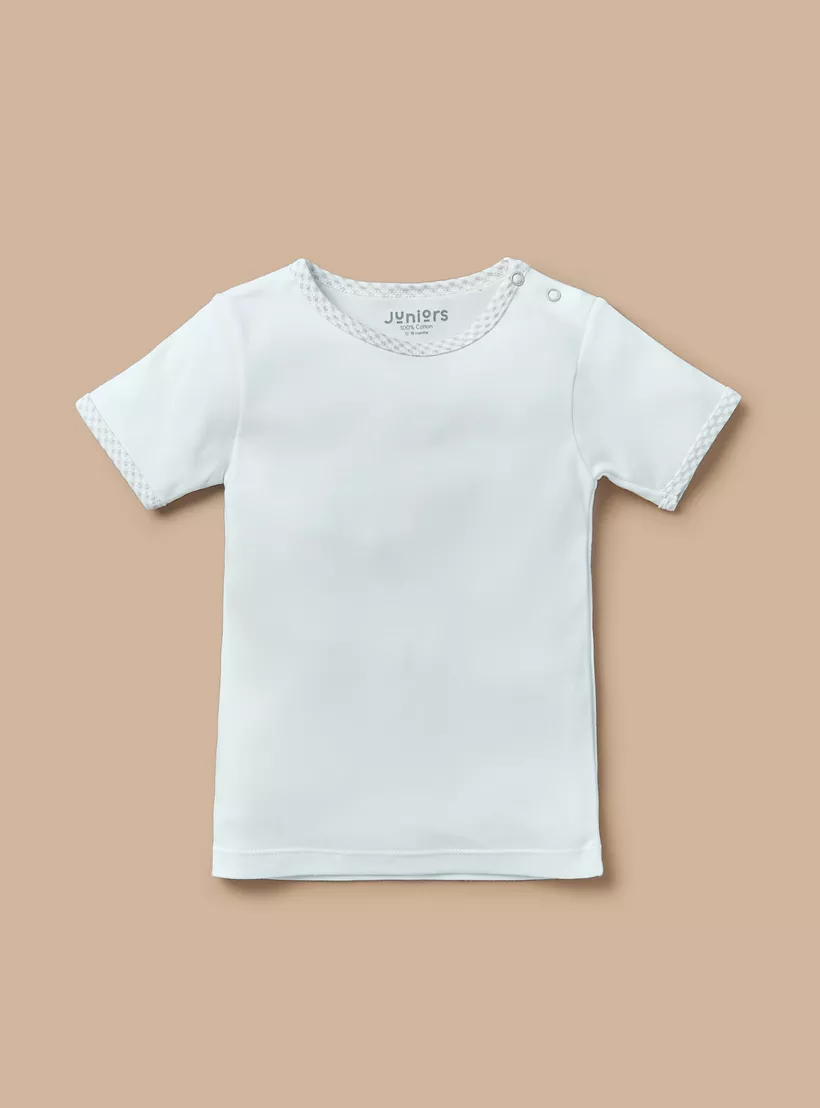 Juniors Solid T-shirt and Dungaree Set-3