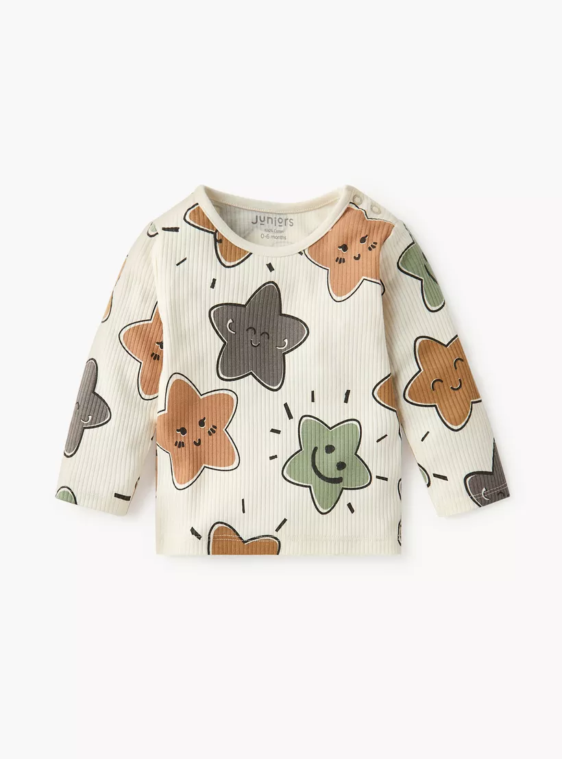 Juniors Star Print T-shirt and Pyjama Set-2