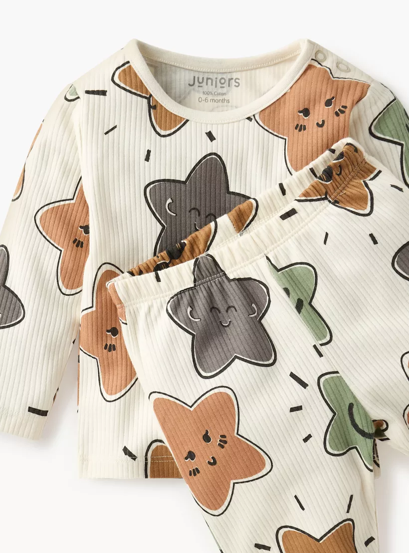 Juniors Star Print T-shirt and Pyjama Set-4