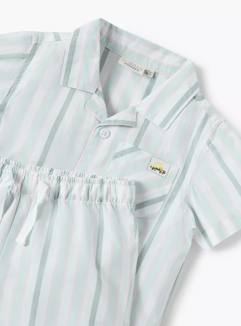 Juniors Striped Shirt and Shorts Set-4