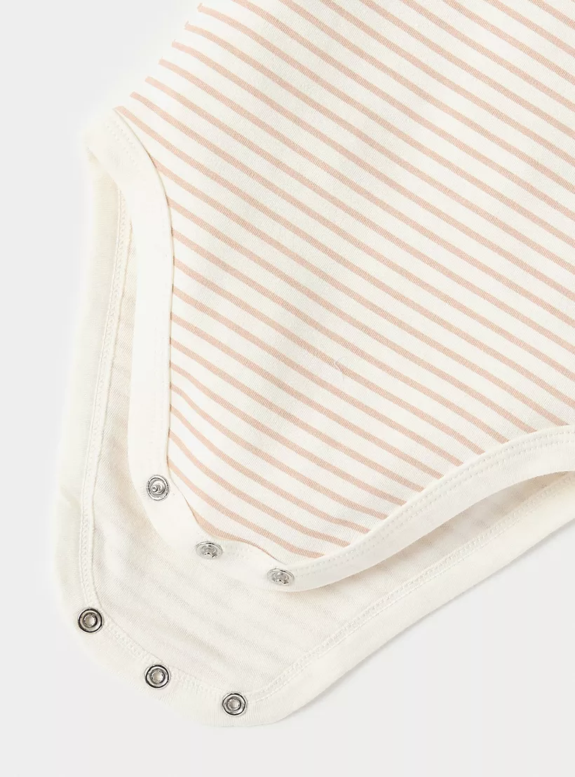 Juniors Striped Sleeveless Bodysuit with Snap Button Closure-4