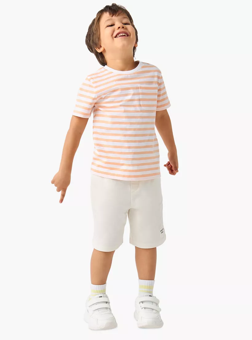 Juniors Striped T-shirt with Short Sleeves-2