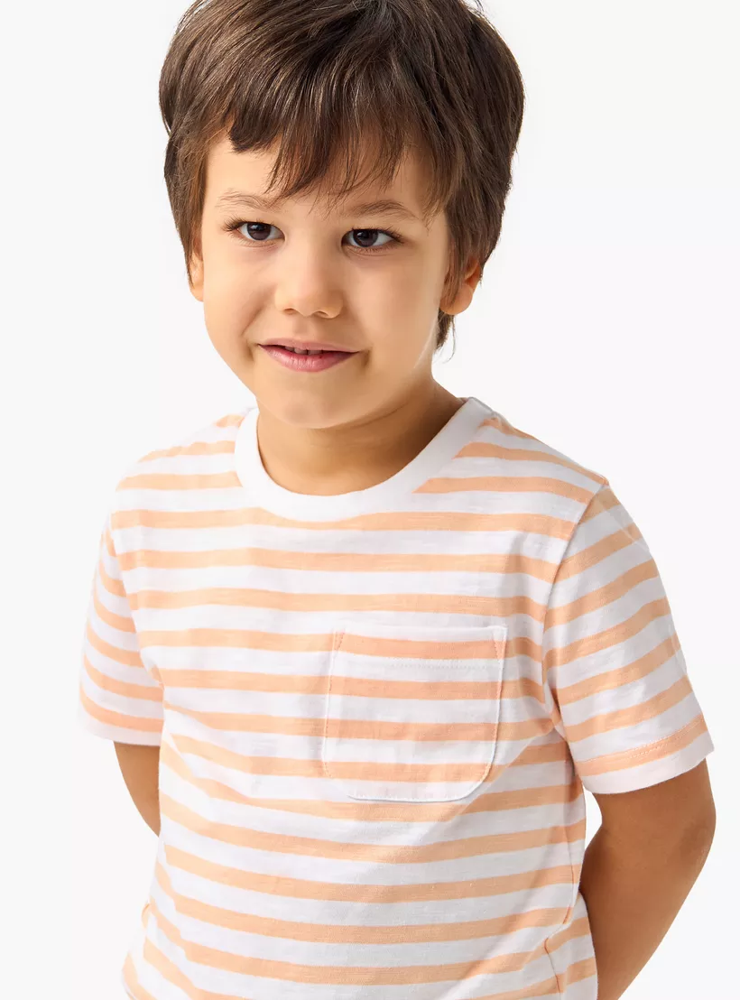 Juniors Striped T-shirt with Short Sleeves-4