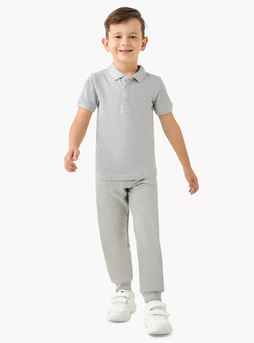 Juniors Textured Polo T-shirt with Short Sleeves-2