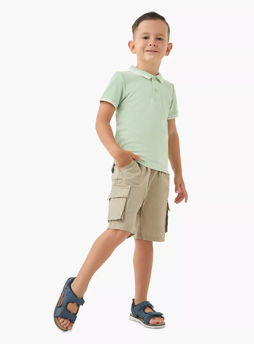 Juniors Textured Polo T-shirt with Short Sleeves-2