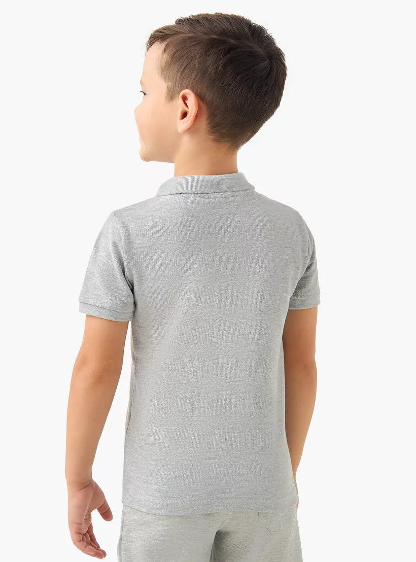 Juniors Textured Polo T-shirt with Short Sleeves-3
