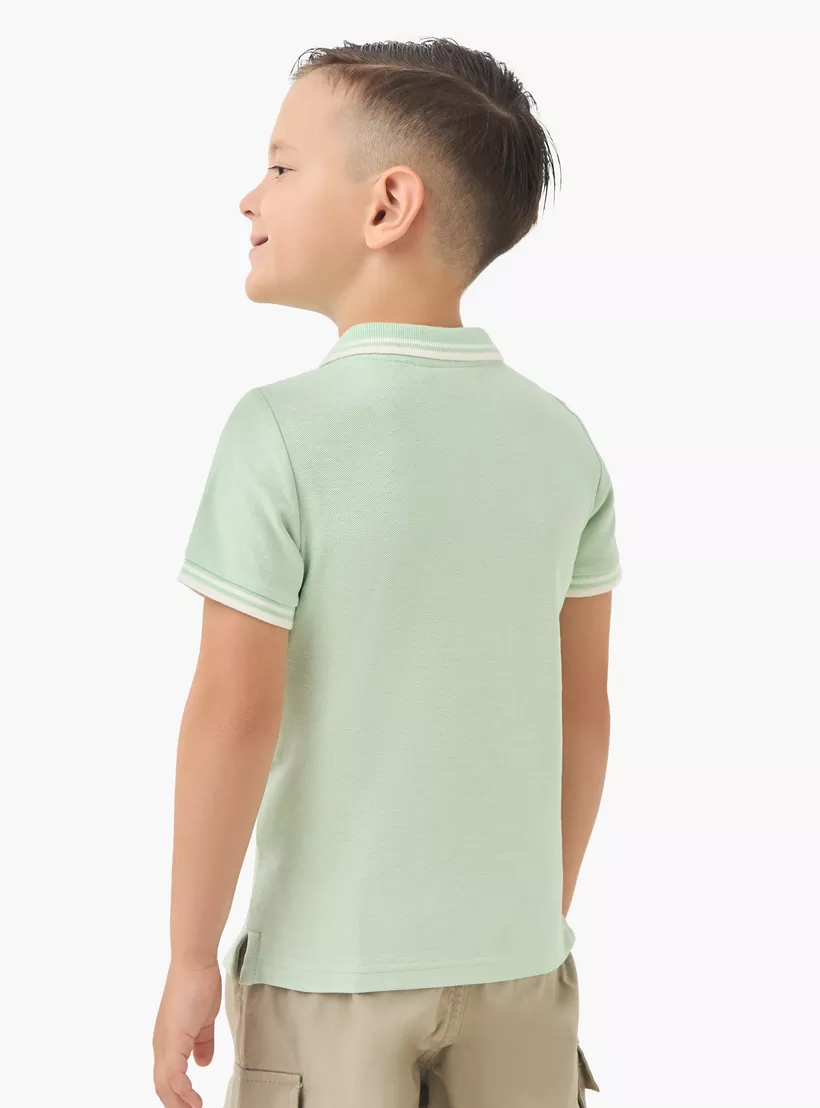 Juniors Textured Polo T-shirt with Short Sleeves-3