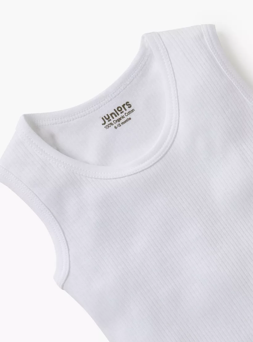 Juniors Textured Sleeveless Bodysuit with Button Closure-3