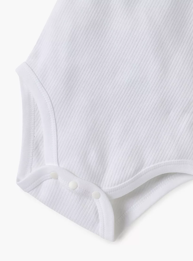 Juniors Textured Sleeveless Bodysuit with Button Closure-4