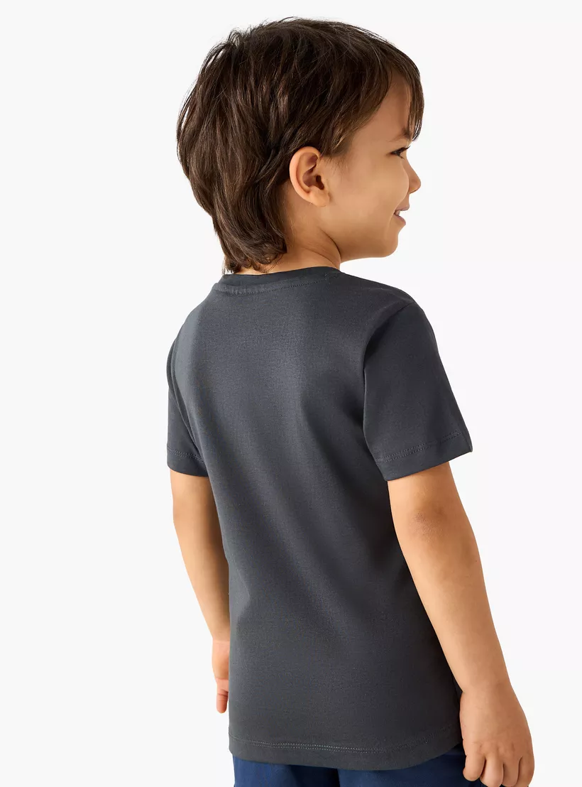 Juniors Typographic Print T-shirt with Short Sleeves-3