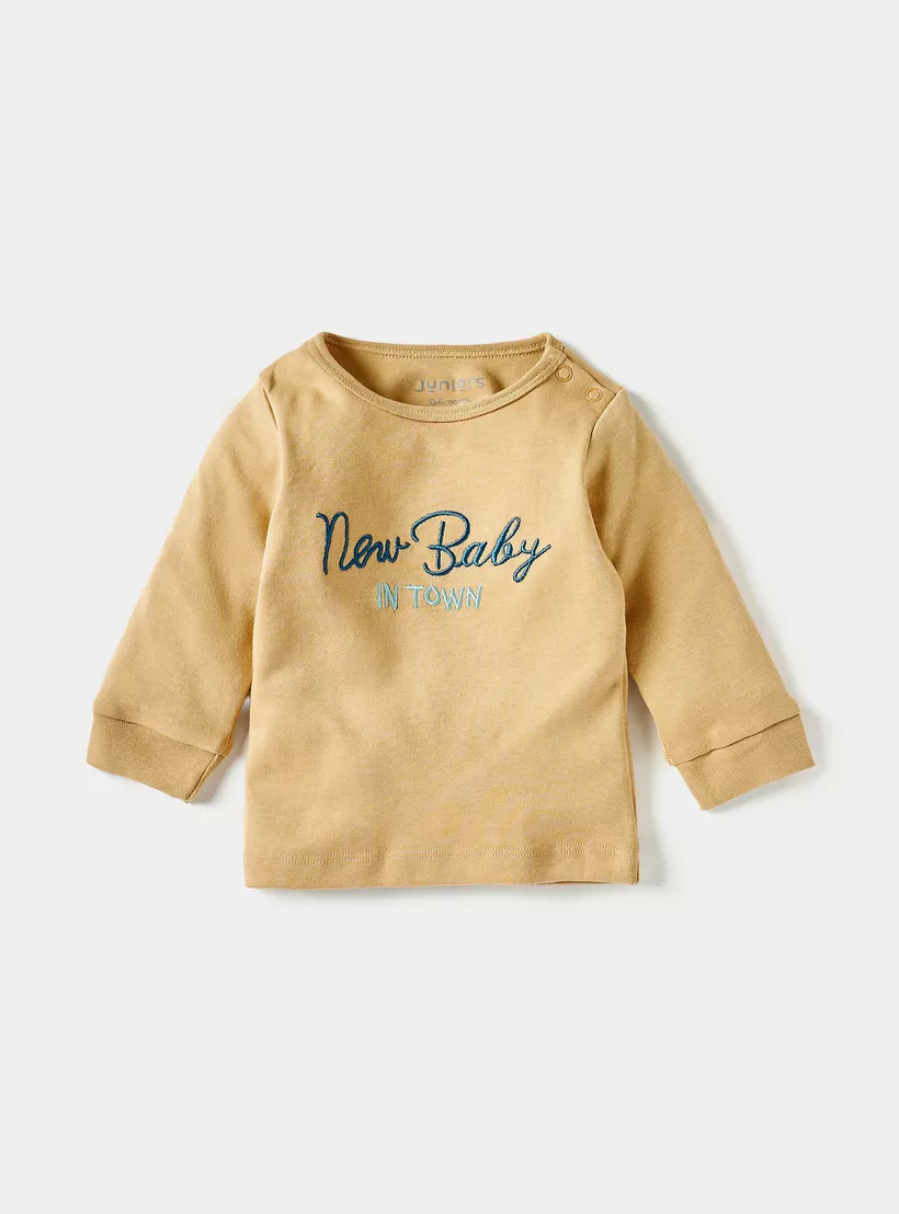 Juniors Typographic T-shirt and Striped Pyjama Set-2
