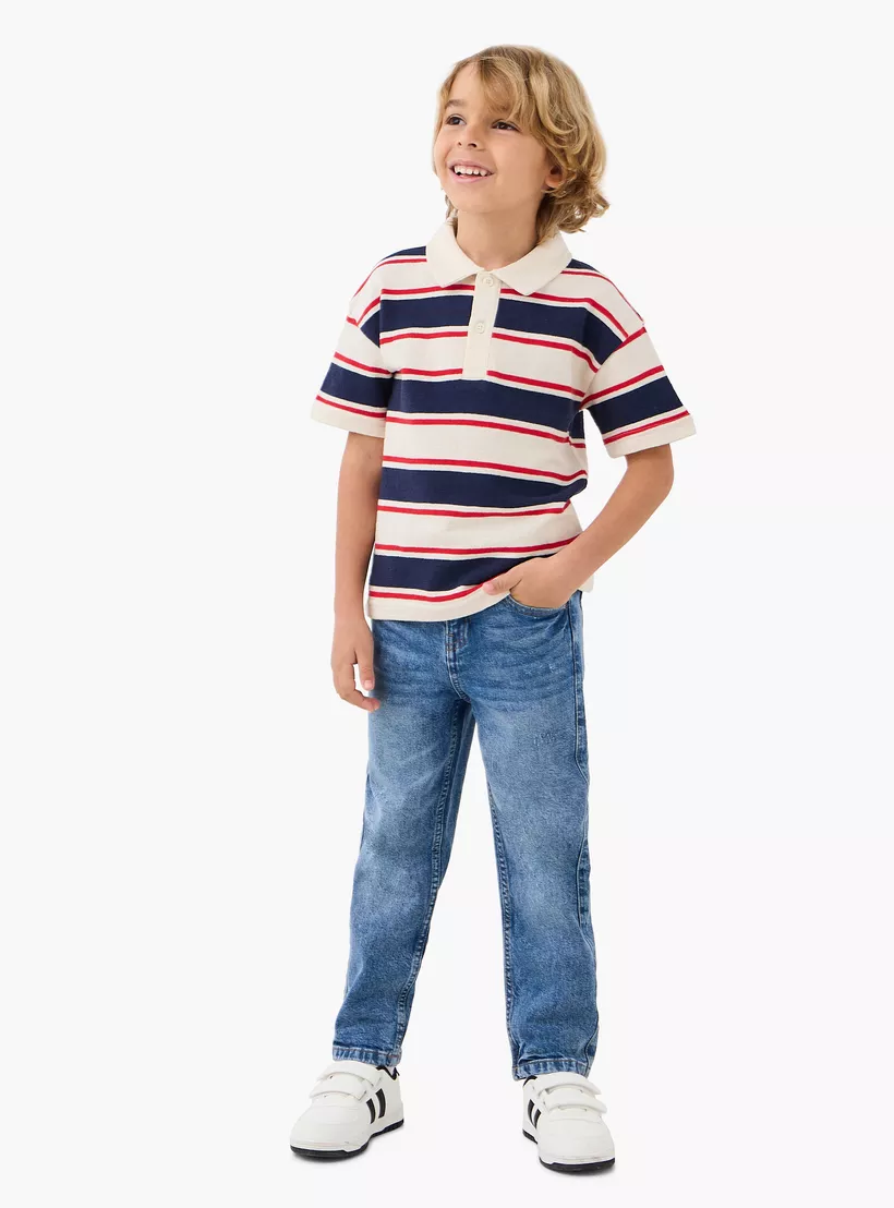 Lee Cooper Striped Polo T-shirt with Short Sleeves-2