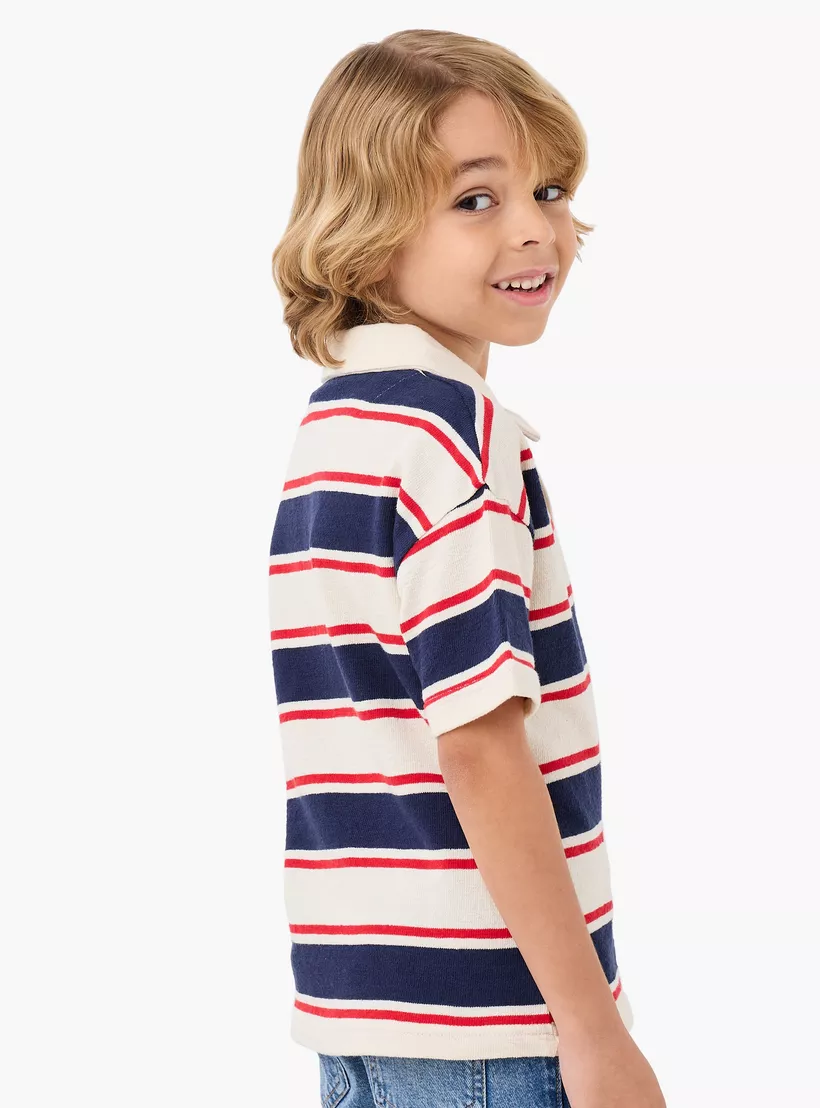 Lee Cooper Striped Polo T-shirt with Short Sleeves-3